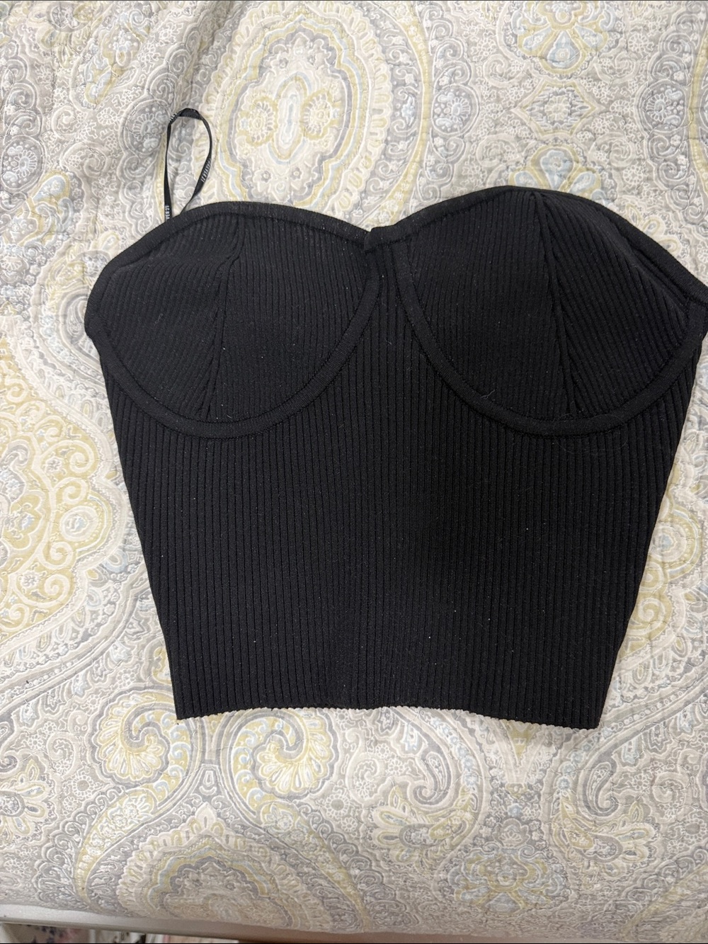 Forever 21 Black Ribbed Bustier Crop Top